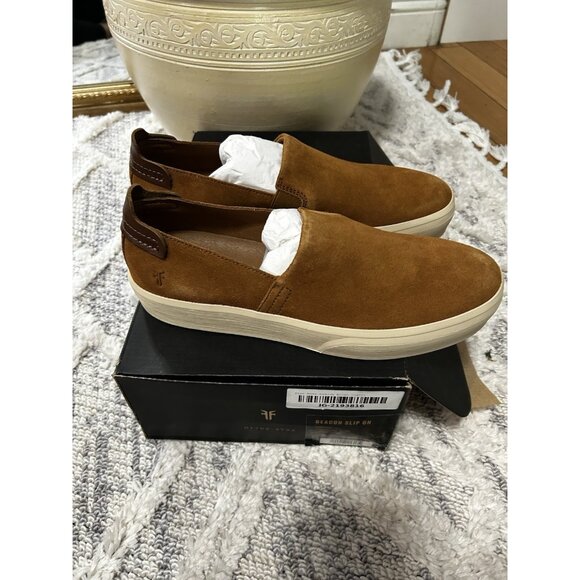 NWB Frye Men's Beacon Suede Leather Slip On Sneakers in Brown Sz 10 US - Picture 3 of 8